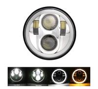 AVFORA Head Light 5.75 Inch LED Headlight Projector Halo Ring H4 For Sportster For Dyna For Iron 883 For Triumph Lamp Motorcycle 5 3/4" DRL Turn Signal Motorcycle Head Lamp(1pcs Sliver)