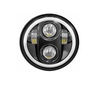 AVFORA Head Light 5.75 Inch LED Headlight Projector Halo Ring H4 Motorcycle 5 3/4" DRL Turn Signal For Sportster For Dyna For Iron 883 For Triumph Lamp Motorcycle Head Lamp(Black)