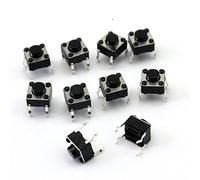 AVFORA Power Switch Button 100pcs Micro Momentary Tactile Push Button Switch 6 * 6 * 5mm 4 pin ON/Off Keys Button DIP 6x6x5mm Switch