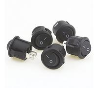 AVFORA Rocker Switch 16mm Diameter Small Round Boat Rocker Switches Black Mini Round Black White Red 2 Pin ON-Off Switches (Color : Black 5pcs)