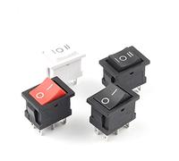 AVFORA Rocker Switch 5 PCS KCD2 ON-Off-ON ON-ON Power Switch Boat 6Pin 21X15mm DPDT Black White Push Button Rocker Switch 6A/250VAC 10A/125VAC Switch (Color : Red Black, Size : 5PCS)