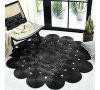 Avgari Creation Circle Design Round Natural Jute Handmade Braided Area Rug Living room, Kitchen, Indoor Outdoor Carpet Rug (210x210 CM (7x7 Square Feet), Black)