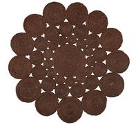 Avgari Creation Circle Design Round Natural Jute Handmade Braided Area Rug Living room, Kitchen, Indoor Outdoor Carpet Rug (90x90 CM (3x3 Square Feet), Brown)
