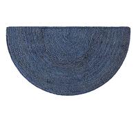 Avgari Creation Natural Jute Front Door Rug Outdoor Welcome Mat Floor Carpet Area Rug Half Circle Jute Rug Front Door Entry Mat Farmhouse Flooring Outside Pathway Patio Stairs Doormat (45x90 CM)-Blue