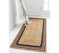 Avgari Creation Natural Rectangle Jute Carpet Runner Rug For Home Décor, Kitchen, Living Room, Boho Sisel Rug Mat for Indoor & Outdoor (Black Border)