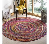Avgari Creation Rug Cotton Multicolour Round Handmade Braided Reversible Area Rug (180 x 180 Cm (6x6 Feet))