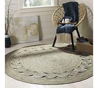 Avgari Creation Rug Jute Natural Circle Design Round Handmade Braided Area Rug Carpet Living Room Indoor Outdoor Kitchen Rug (120x120 CM (4x4 Square Feet), Grey)