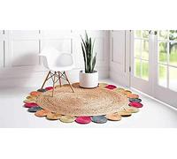 Avgari Creation Rug Jute Natural Circle Design Round Handmade Braided Reversible Area Rug (60 x 60 Cm (2 x 2 Feet))