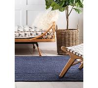 Avgari Creation RUG Jute Natural Hand Braided Rug Rectangle Blue Handmade Natural Fiber Area Carpet Kitchen, Hallway Rugs For Living-90x240 CM