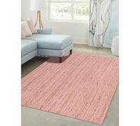 Avgari Creation RUG Jute Natural Hand Braided Rug Rectangle Pink Handmade Natural Fiber Area Carpet Kitchen, Hallway Rugs For Living-75x180 CM