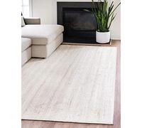 Avgari Creation RUG Jute Natural Hand Braided Rug Rectangle White Handmade Natural Fiber Area Carpet Kitchen, Hallway Rugs For Living-120x180 CM, (AVWhiteRec-4.6)