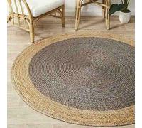 Avgari Creation Rug Round 100% Hand Braided Living Room Area Rug Kitchen Hall Carpet, Indoor Outdoor Garden Mat Area round Rug (90x90 CM (3x3 Square Feet), Grey) (CD-JB-Rug)
