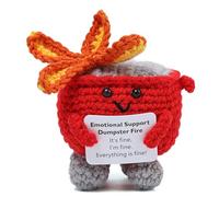 Avgiedy Emotional Support Dumpster Fire- Funny Handmade Crochet Dumpster Fire Doll with Positive Words, Dumpster Fire Table Decor Accessories for Friends Birthday and Family Room Decor(Red)