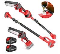 Avhrit 2-in-1 Cordless Pole Saw & Mini Chainsaw 6 Inch, Electric Pole Saws with 2 x 4000mAh Batteries, Power Extension Chain Saw for Tree Limb Branch Cutter Pruner,15.5-Foot MAX Reach