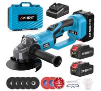 Avhrit Cordless Angle Grinder 21V, 115mm Battery Angle Grinder with 180° Handle, Brushless Tool with 2 x 4.0Ah Batteries, for Metal Cutting, Grinding and Tiles Cutting