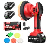 Avhrit Cordless Car Polisher, 4000mAh 21V Batteries, 6-Inch Car Polishing Machine, 8mm Orbita Car Buffer Waxer Kit, 6 Variable Speeds (MAX 6000RPM) for Scratch Detailing, Boat Care, Waxing