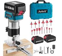 Avhrit Cordless Compact Wood Router, 21V Wood Router Tool with 2PCS 4.0Ah Batteries, Brushless Portable Handheld Palm Routers for Woodworking, Wood Trimmer Cutting with 15 Pieces 1/4" Router Bits Set