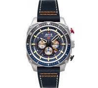 AVI-8 Hawker Hunter Men's Japanese Quartz 43mm Blue Dial Watch with Leather Strap AV-4100-02