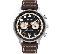 AVI-8 Mens 43.5mm Hawker Hurricane Carey Dual Time Manston Japanese Quartz Pilot Watch with Leather Strap AV-4088-01
