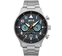 AVI-8 Mens 43.5mm Hawker Hurricane Carey Dual Time Gutersloh Japanese Quartz Pilot Watch with Stainless Steel Bracelet AV-4088-22