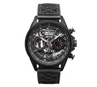 AVI-8 Mens 45mm Hawker Harrier Matador Chronograph Stealth Black Japanese Quartz Pilot Watch with Genuine Leather Strap AV-4065-05