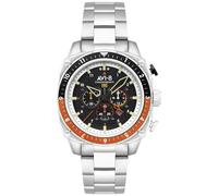 AVI-8 Men's 44mm Hawker Hunter Atlas Dual Time Chronograph Raven Black Watch with Solid Stainless Steel Bracelet AV-4100-11