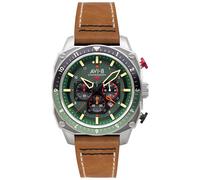 AVI-8 Hawker Hunter Men's Japanese Quartz 43mm Green Dial Watch with Leather Strap AV-4100-01