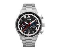 AVI-8 Mens 43.5mm Hawker Hurricane Carey Dual Time Rangoon Japanese Quartz Pilot Watch with Stainless Steel Bracelet AV-4088-11