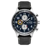 AVI-8 Hawker Hurricane Mens Watch - 42mm Stainless Steel Case, Japanese Quartz Movement, Genuine Leather Strap, Watches for Men, Classic Chronograph, Midnight Black - AV-4011-0I