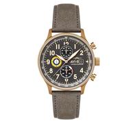 AVI-8 Hawker Hurricane Mens Watch - 43.5mm Stainless Steel Case, Japanese Quartz Movement, Genuine Leather, Watches for Men, Classic Chronograph, Grey - AV-4011-0P