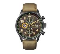 AVI-8 Hawker Hurricane Mens Watch - 43.5mm Stainless Steel Case, Japanese Quartz Movement, Genuine Leather, Watches for Men, Classic Chronograph, Dark Earth - AV-4011-0E