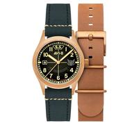 AVI-8 Men's 39mm Flyboy Eagle Squadron Automatic Bronze 85th Limited Edition Gravesend Watch with Leather Strap AV-4145-01