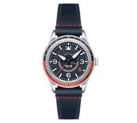 AVI-8 Men's 40mm Flyboy Airmaster GMT Automatic Cockpit Blue Watch with Leather Strap AV-4128-04
