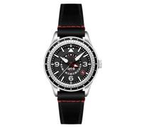 AVI-8 Men's 40mm Flyboy Airmaster GMT Automatic Engine Black Watch with Leather Strap AV-4128-01