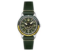AVI-8 Men's 40mm Flyboy Airmaster GMT Automatic Fuselage Green Watch with Leather Strap AV-4128-03