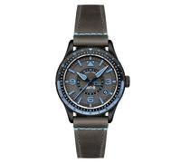 AVI-8 Men's 40mm Flyboy Airmaster GMT Automatic Rubber Black Watch with Leather Strap AV-4128-05