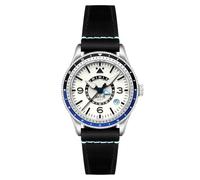 AVI-8 Men's 40mm Flyboy Airmaster GMT Automatic Wing Silver Watch with Leather Strap AV-4128-02