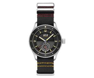 AVI-8 Men's 40mm Flyboy Airmaster Sector Meca-Quartz Raven Black Watch with Nylon Strap AV-4112-01
