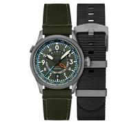 AVI-8 Men's 41mm Flyboy Wingman Worldtimer GMT Automatic Jungle Green Watch with Leather Strap AV-4120-05