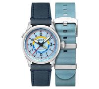 AVI-8 Men's 41mm Flyboy Wingman Worldtimer GMT Automatic Power Blue Watch with Leather Strap AV-4120-03