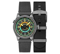 AVI-8 Men's 41mm Flyboy Wingman Worldtimer GMT Automatic Tropical Grey Watch with Leather Strap AV-4120-04
