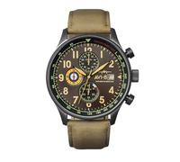 Watch Avi-8 AV-4011-0E Leather Green Boîtier Steel Black Hawker Hurricane Man