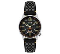 AVI-8 Men's 42mm Hawker Typhoon Baldwin Automatic Cool Black Watch with Leather Strap AV-4119-01