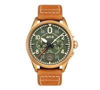 AVI-8 Mens 42mm Spitfire Lock Chronograph Bronze Green Japanese Quartz Pilot Watch with Leather Strap AV-4089-02