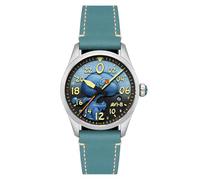 AVI-8 Men's 42mm Spitfire Peanuts Snoopy Flying Ace 24 Hour Automatic Limited Edition Azure Blue Watch with Leather Strap AV-4150-03