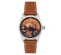 AVI-8 Men's 42mm Spitfire Peanuts Snoopy Flying Ace 24 Hour Automatic Limited Edition Burnt Orange Watch with Leather Strap AV-4150-02