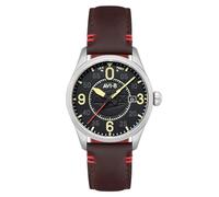 AVI-8 Men's 42mm Spitfire Smith Automatic Airfix Edition Granite Black Watch with Leather Strap AV-4090-08