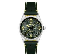 AVI-8 Men's 42mm Spitfire Smith Automatic Peanuts Snoopy Flying Ace Limited Edition Aviator Green Watch with Leather Strap AV-4134-02