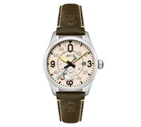 AVI-8 Men's 42mm Spitfire Smith Automatic Snoopy Peanuts Flying Ace Pilot Error Limited Edition Watch with Leather Strap AV-4152