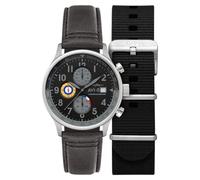 AVI-8 Men's 43.5mm Hawker Hurricane Classic Chronograph Grey Black Watch with Leather Strap AV-4011-0U
